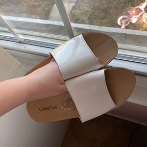 white strapped sandals